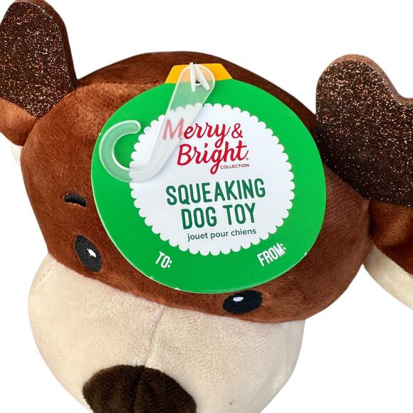 Merry & Bright XL Reindeer Squeaking Dog Toy Soft Plush Festive Winter Play Toss - Picture 3 of 5